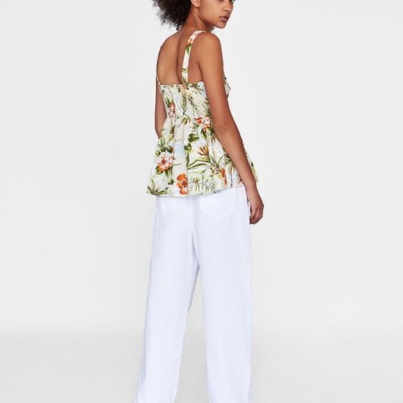 Zara Tropical Print V-Neck Top. Size M. NWOT - Picture 3 of 6
